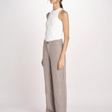 pantalone dritto in lino ERICA STRUCTURELINEN DOVE GREY true avenue 