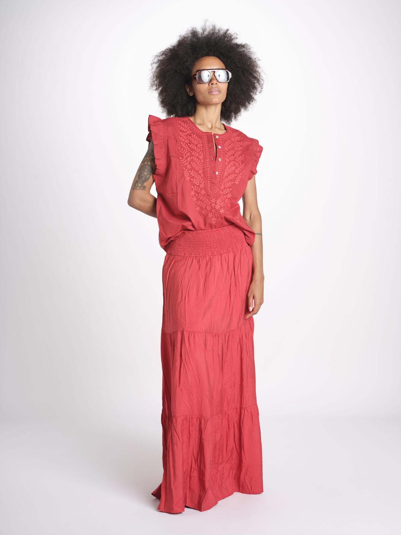 camicia con ricamo HEITABLATU CRANBERRY laraethnics 
