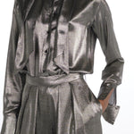 Pantalone seta lurex A18FP10 SILVER martin grant 
