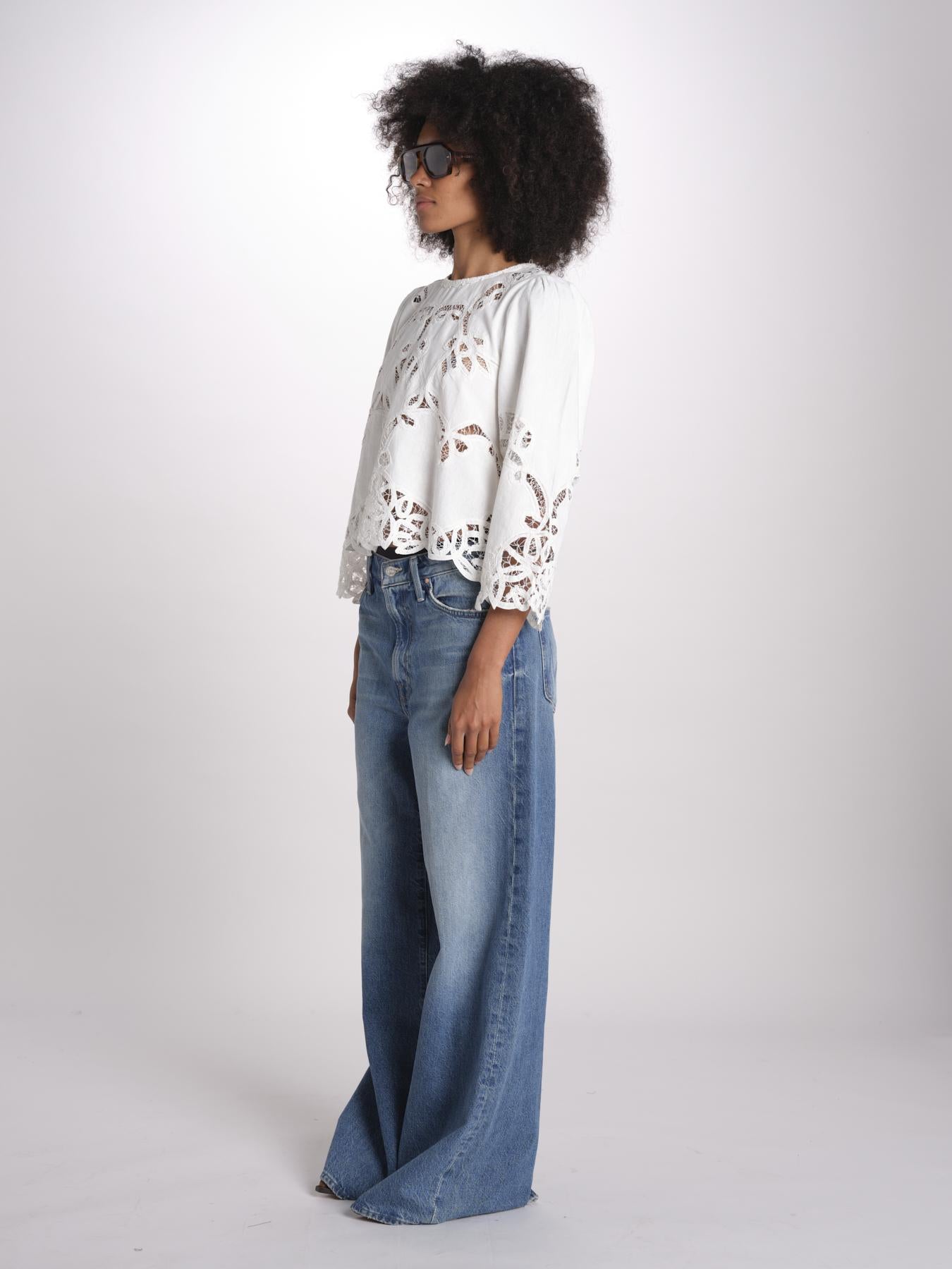 camicia con ricami THE PICNIC TOP T1460992 CREAM the GREAT 