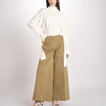 pantalone largo con nervature tinto in capo ORIANA 540 801 13 CRETA quelledue 