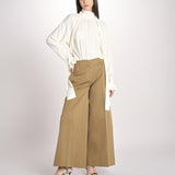 pantalone largo con nervature tinto in capo ORIANA 540 801 13 CRETA quelledue 