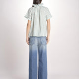 Camicia a righe e collo con rouches ESCARGOT SH71RESCARG-GRE GREEN STRIPES laurence bras 