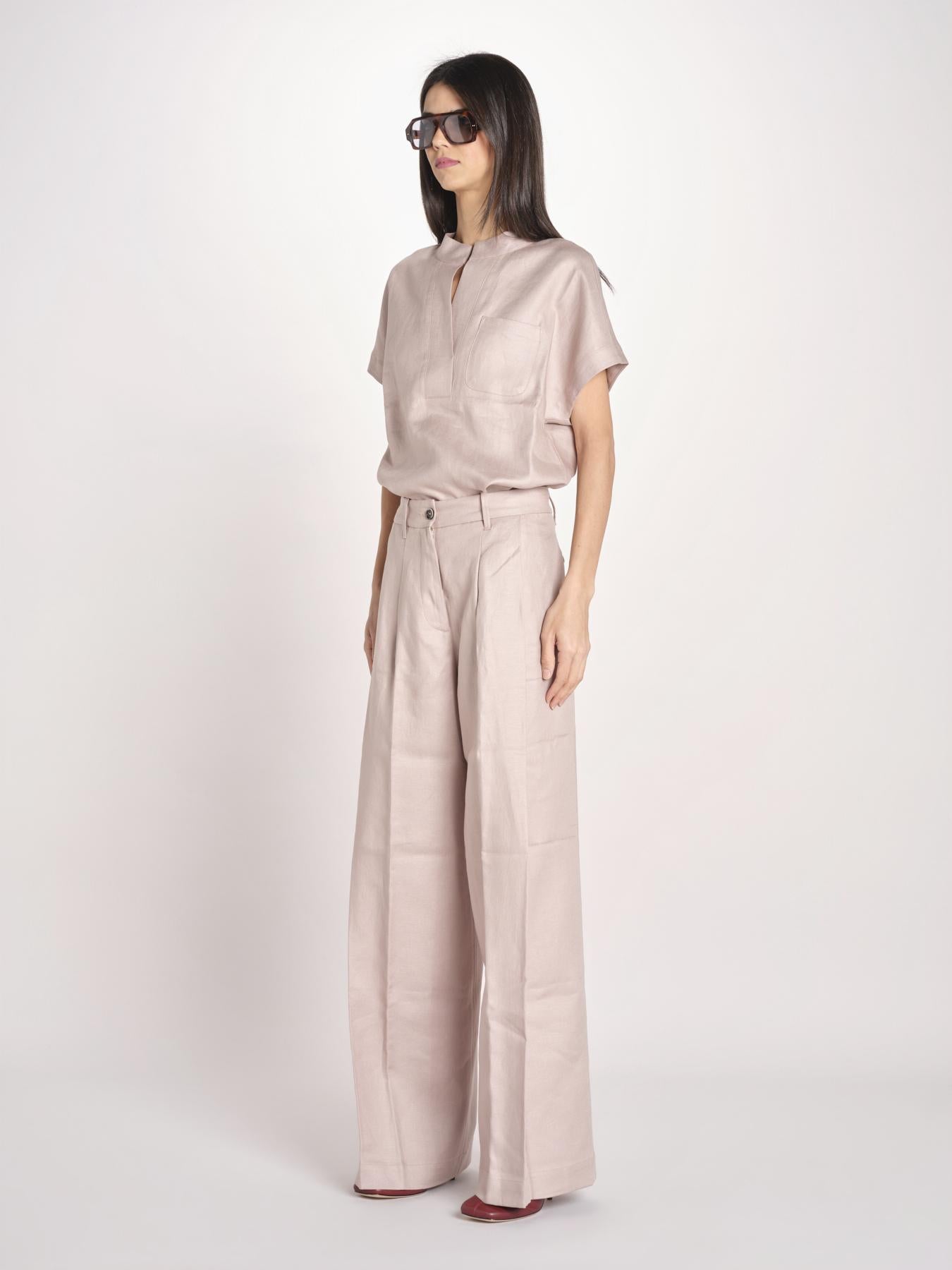 pantalone in lino con pinces PETRA PE98 ANTICO nine in the morning 