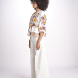 giacca con fiori ricamati GRETA JKT 747215 ECRU MULTI mabe 