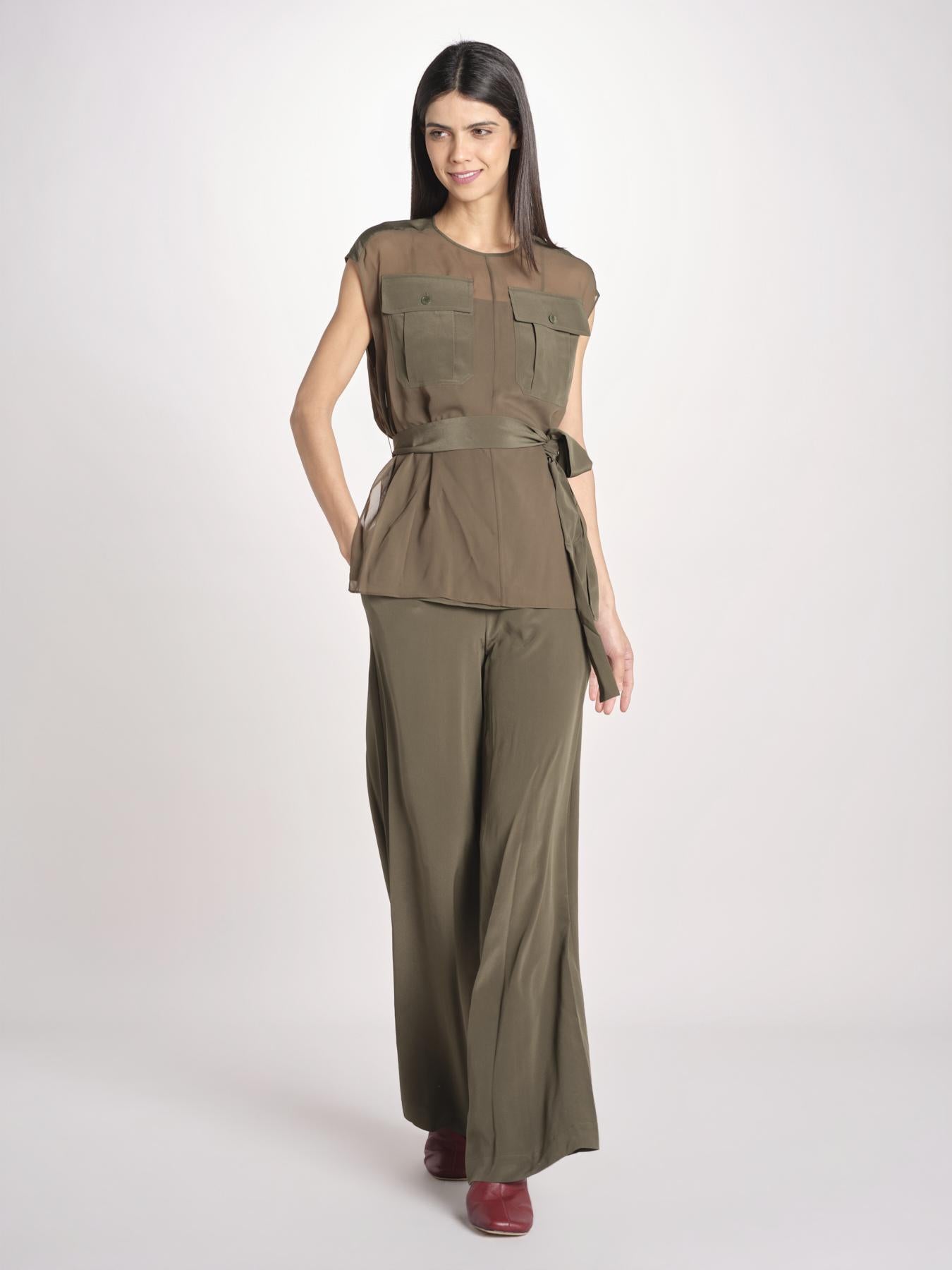 top in seta con tasche e fascia JF009657 PALM LEAF 2308 joseph 