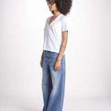 t-shirt collo V con ali strass JWTS02726 WHITE 107 zadig & voltaire 