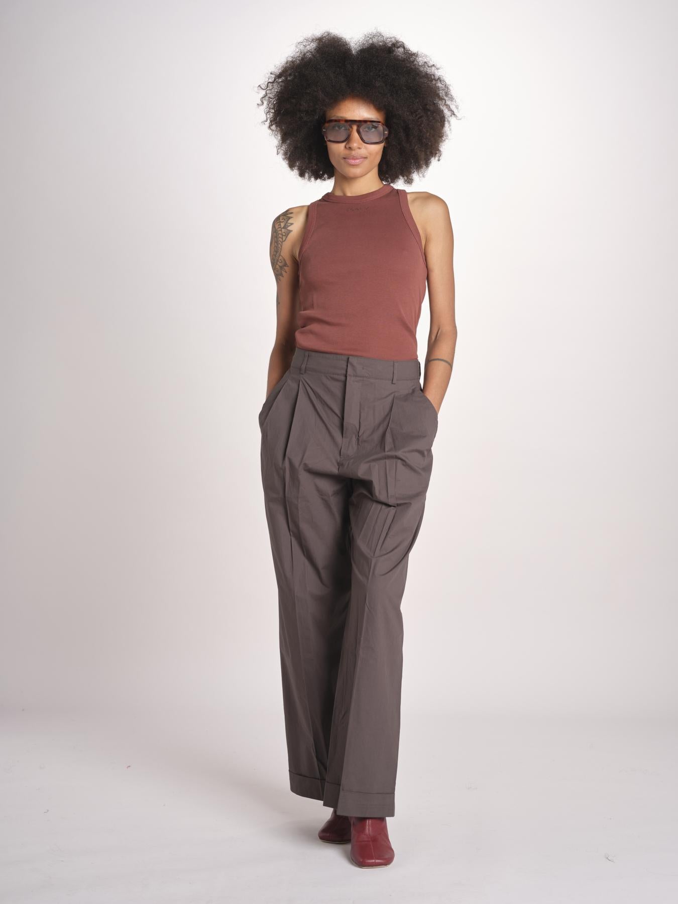 pantalone con pinces e risvolto PAN1319WATSON GRIS ANTHRACITE GRI0326S soeur 