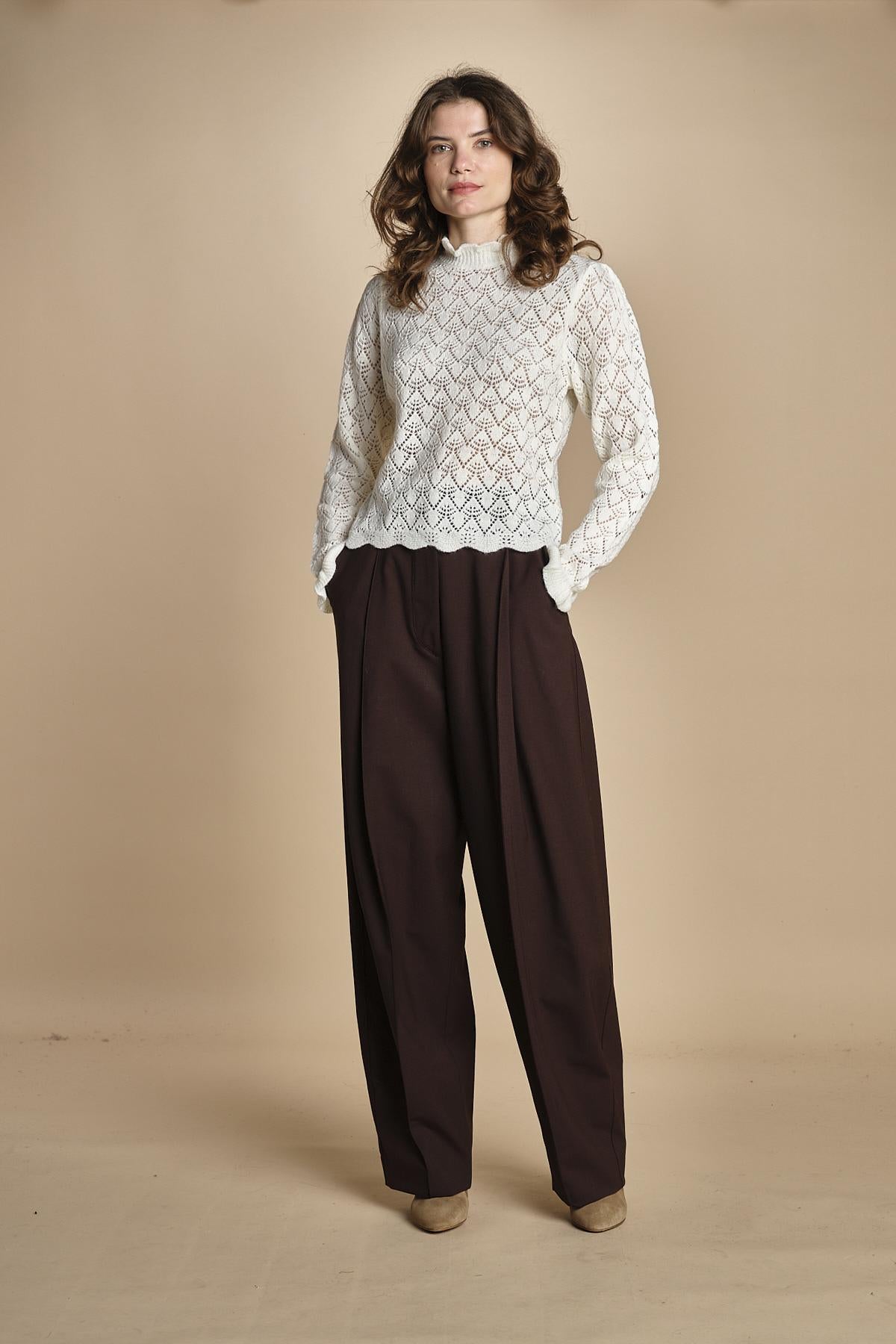 camicia in maglia ricamo pizzo LACE STICH 351912 OFF WHITE farm rio 