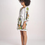 mini abito con giraffe BE25310 WHITE MULTI benaras soleil 