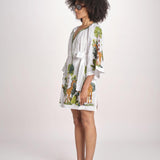 mini abito con giraffe BE25310 WHITE MULTI benaras soleil 