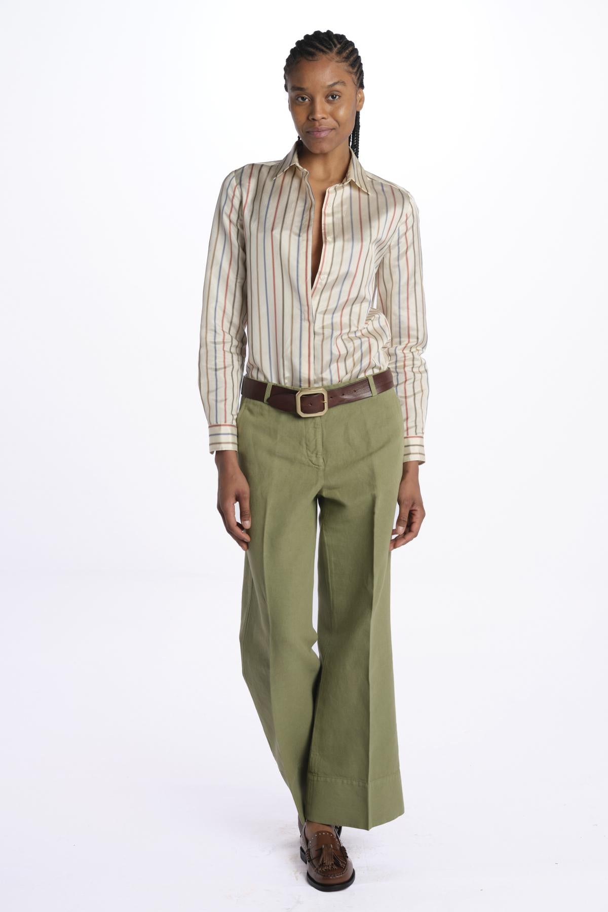 Pantalone MELODY D cropped canvas tinto capo MELODYD408501 19 quelledue 