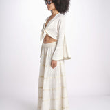 camicia cropped con nodo in lurex gessato JUNE OFF WHITE christianzen 