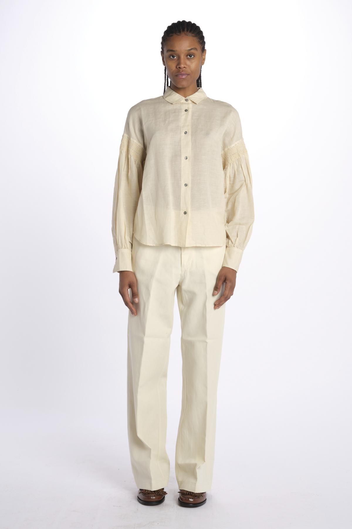 Camicia lino punto smoke 9451R 13125 150 pomandère 
