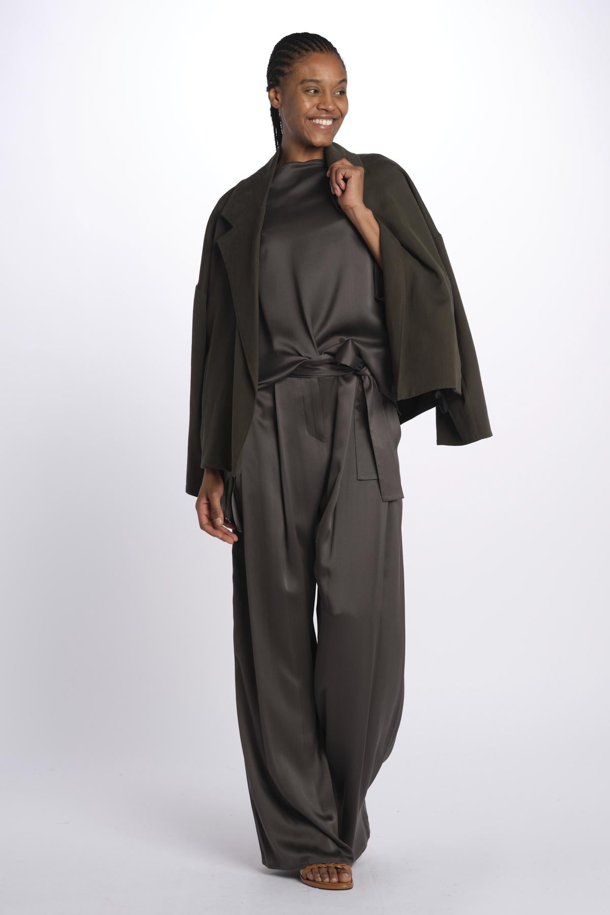 2881 camicia asimmetrica in crepe satin 2881 STONE dusan 