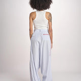 pantalone a righe con piping ELSA MJD266 LIGHT BLUE STIPES jejia 
