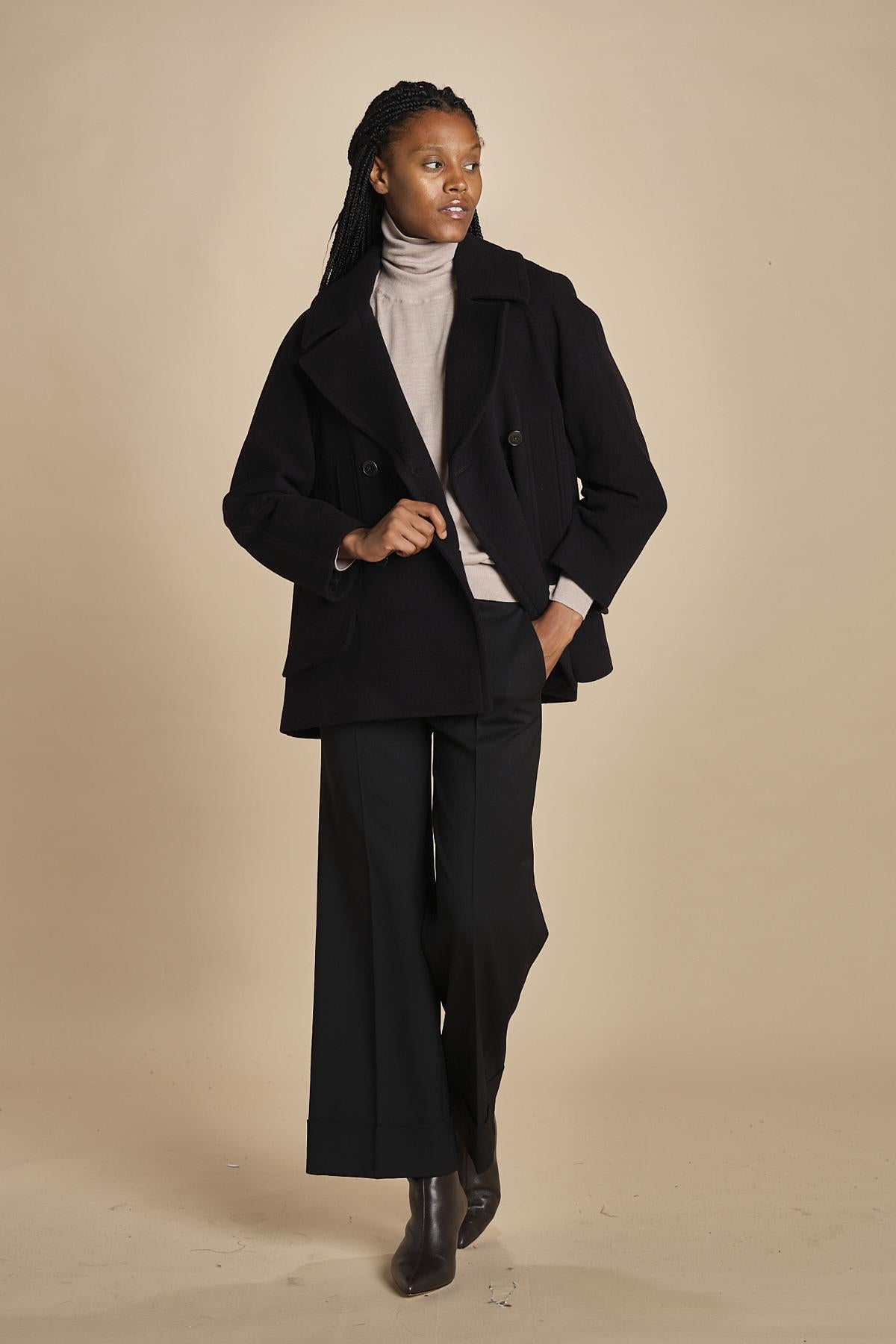 MELODIA pantalone cropped con risvolto in gabardina MELODIA 652339 3 quelledue 
