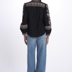 Camicia ricamo punto croce CALOE BLEUNUIT ba&sh 