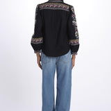 Camicia ricamo punto croce CALOE BLEUNUIT ba&sh 
