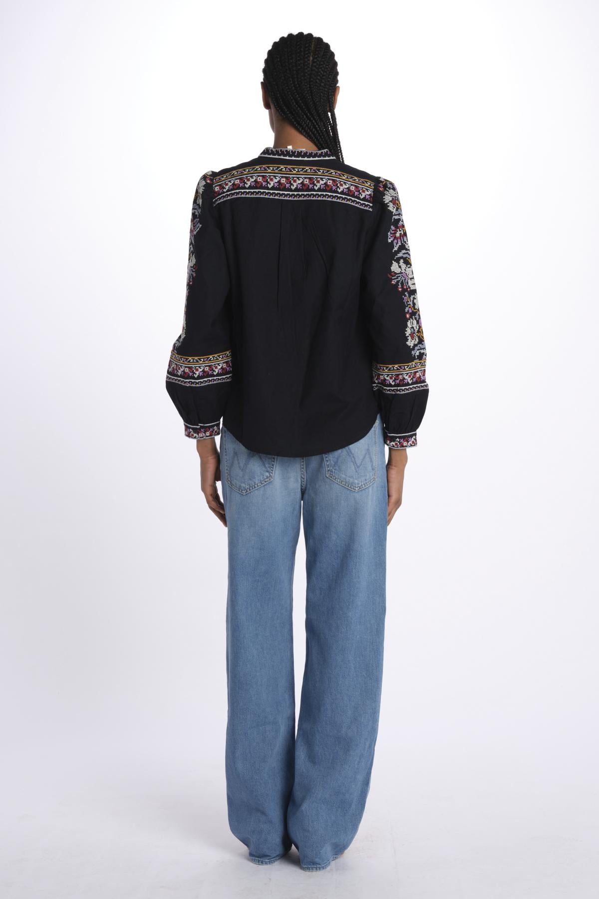 Camicia ricamo punto croce CALOE BLEUNUIT ba&sh 