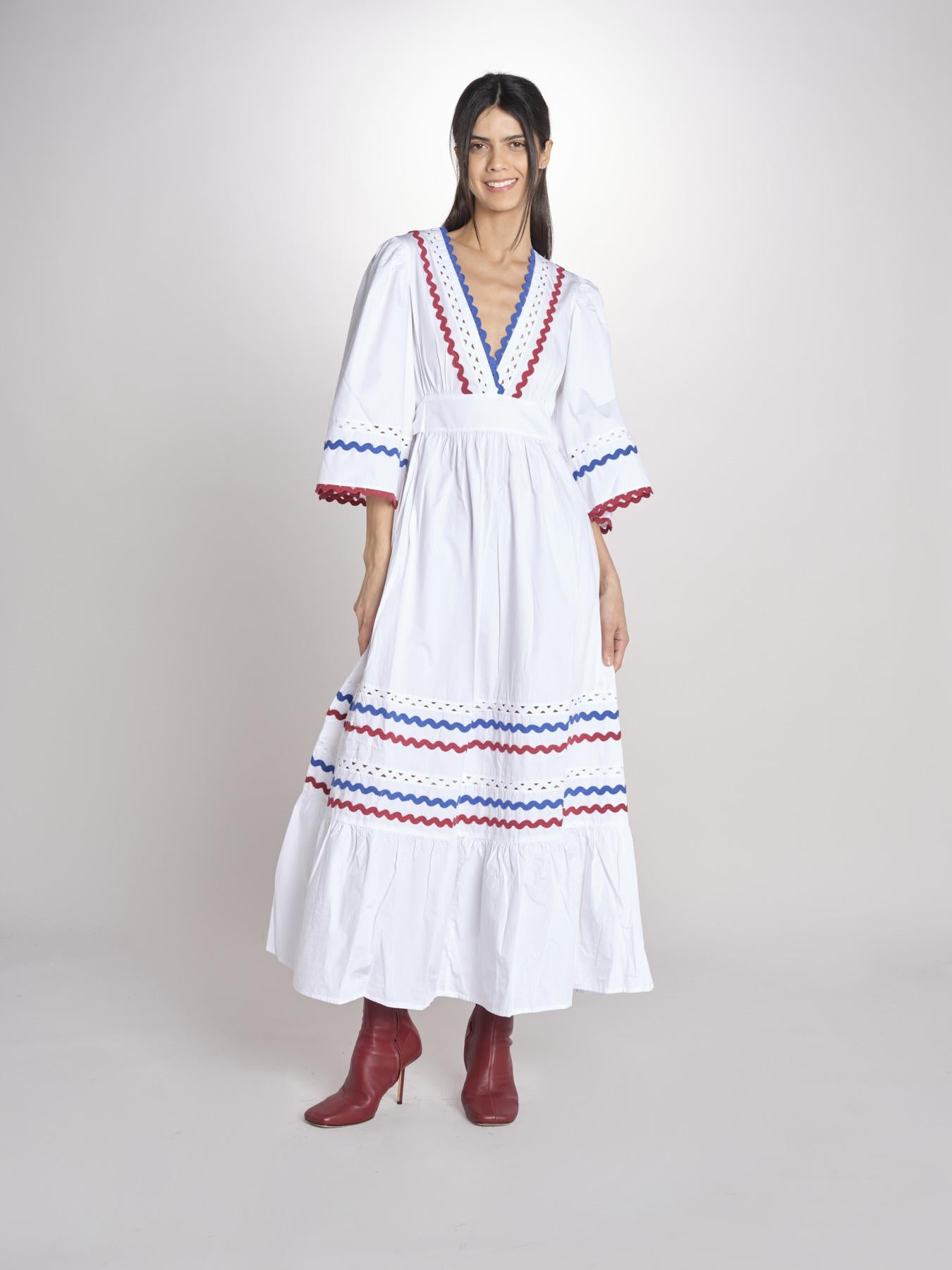Abito con passamaneria RITA LONG DRESS RITA1BLO WHITE2 antik batik 