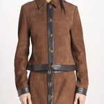 giacca in camoscio con chiusura in ottone 12093-19 TOBACCO retrofete 