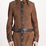 giacca in camoscio con chiusura in ottone 12093-19 TOBACCO retrofete 