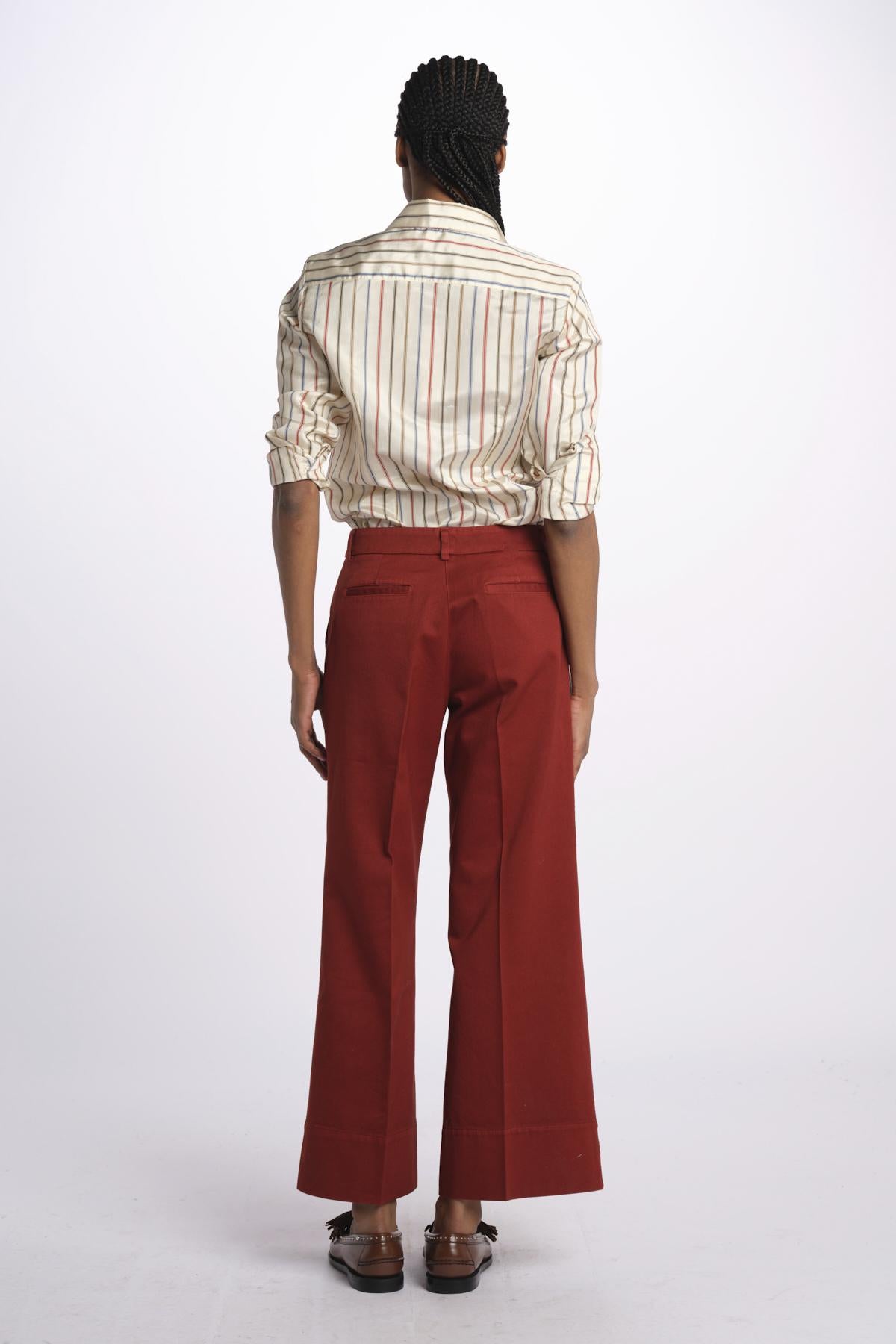 Pantalone MELODY D cropped cotone tinto capo MELODYD408801 48 quelledue 