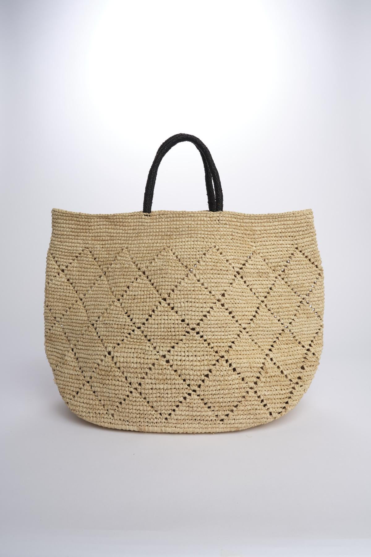BURURI shopping in paglia con manici a contrasto BURURI NATURALE camalya 