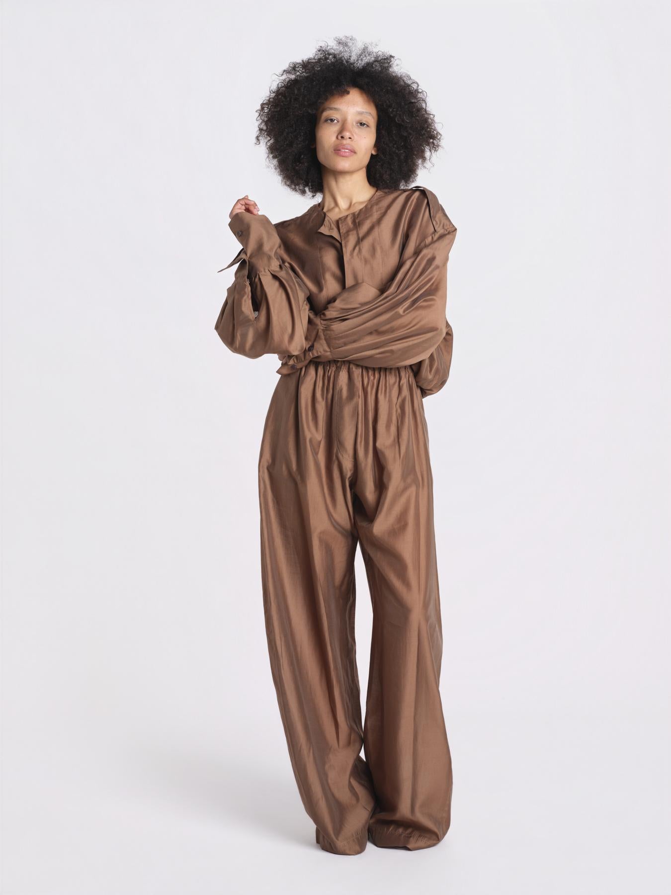 camicia in mussola con manica a sbutto DIANA 4007 T0161 CHOCOLATE T0032 the latest 