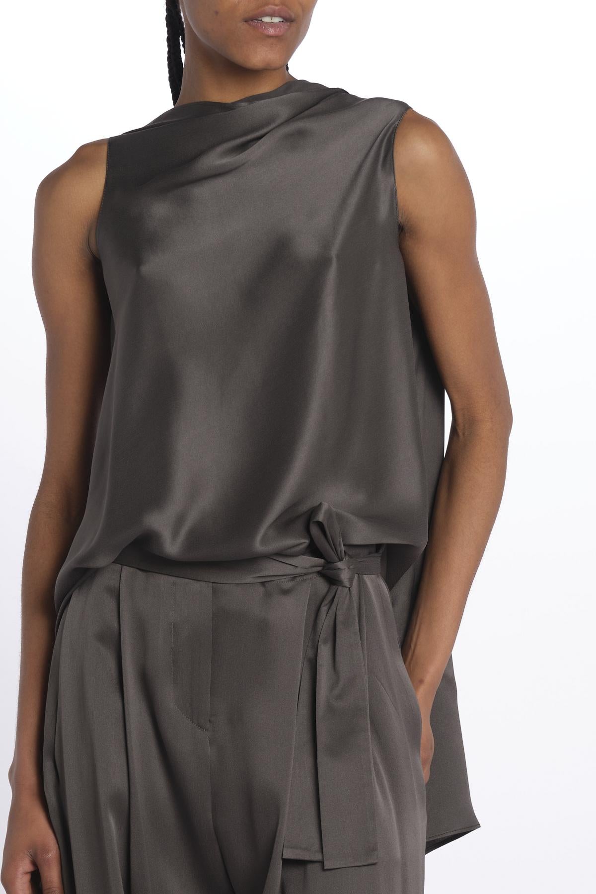 2857 top asimmetrico in crepe satin 2857 STONE MEDIUM dusan 