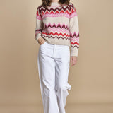 MAGIE maglia con greche BEND516 ECRU PINK hartford 