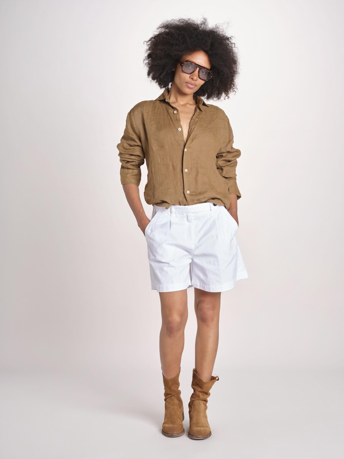 Camicia maschile in lino M012 973 CAPPUCCINO milaura 