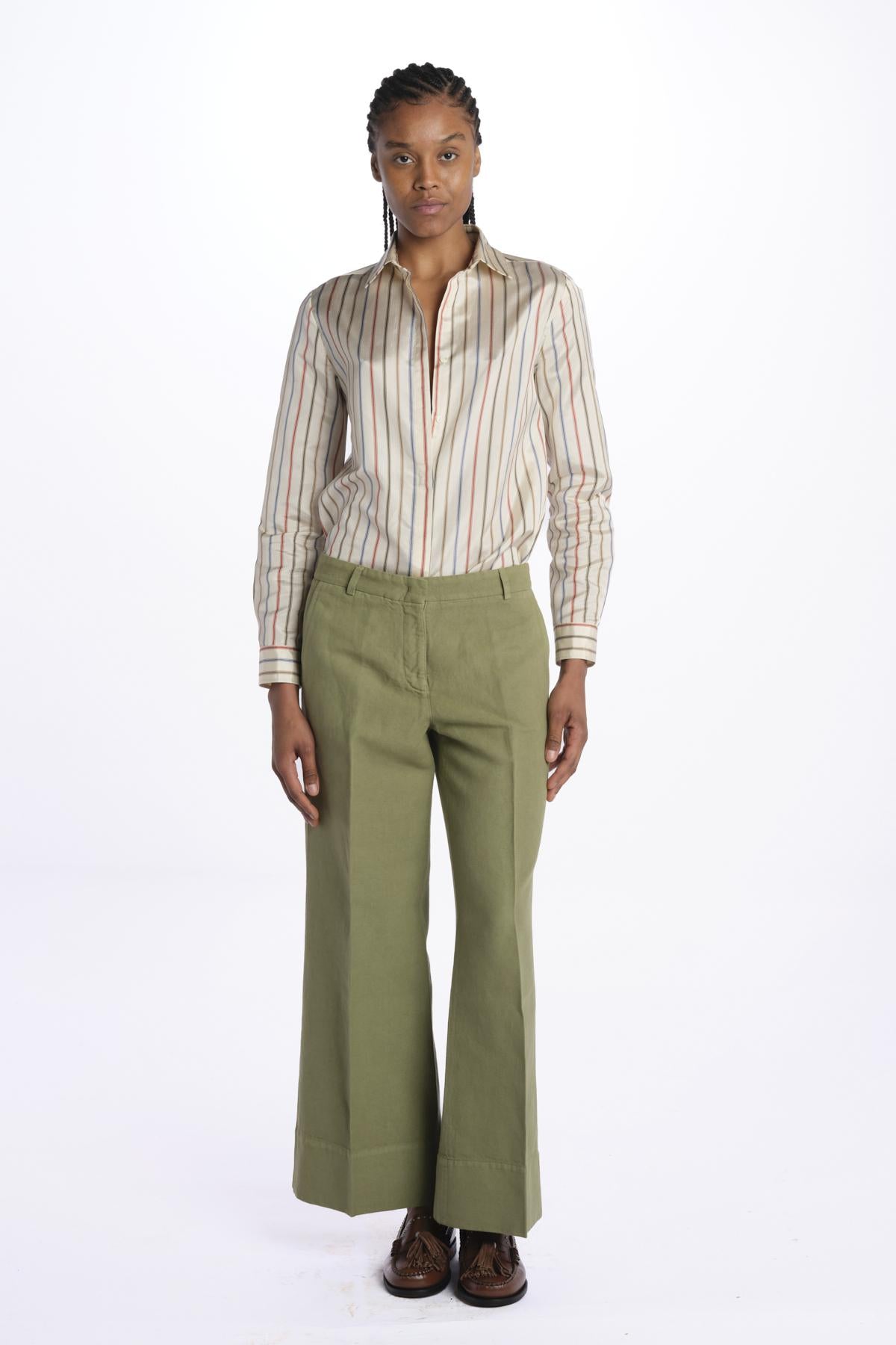 Pantalone MELODY D cropped canvas tinto capo MELODYD408501 19 quelledue 