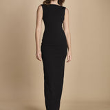 maxidress con scollo a barca e schiena nuda IMOGEN BLACK solace 