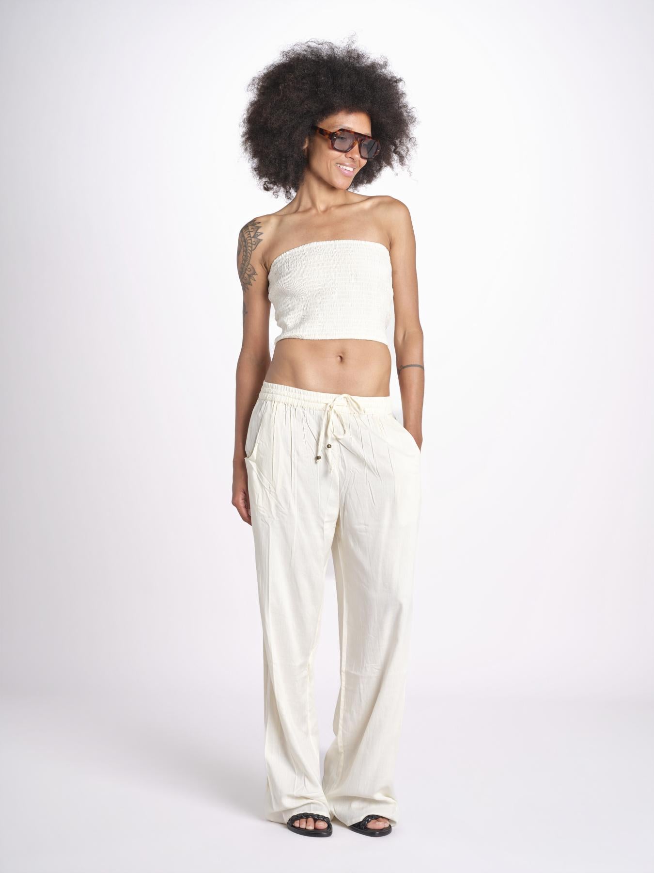 pantalone con coulisse SUMBAWAIVR IVOIRE laraethnics 