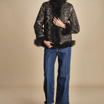 giacca ricamata con montone SANDORA JACKET KAKI antik batik 