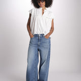camicia in voille e pizzo con maniche corte GANU 6EVA53-V09890 BLANC vanessa bruno 