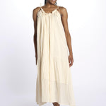 PALOMA abito lungo con balze e spalline sottili PALOM SAND laraethnics 