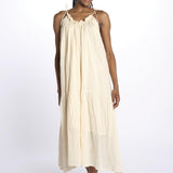 PALOMA abito lungo con balze e spalline sottili PALOM SAND laraethnics 