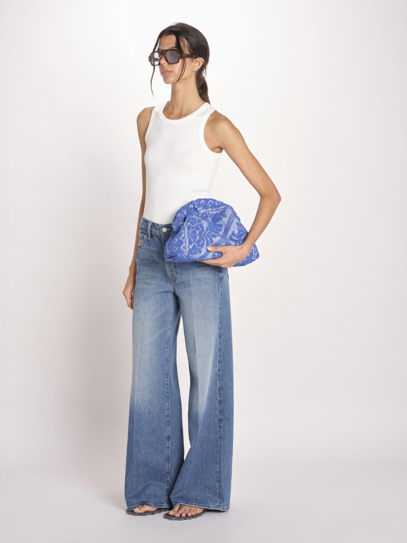 clutch in spugna dipinta a mano PM-25E18-R B 12 BLUETTE le daf 