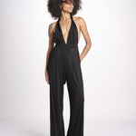 tuta in satin allacciata dietro al collo LENNOX BLACK amazuìn 