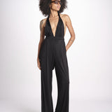 tuta in satin allacciata dietro al collo LENNOX BLACK amazuìn 