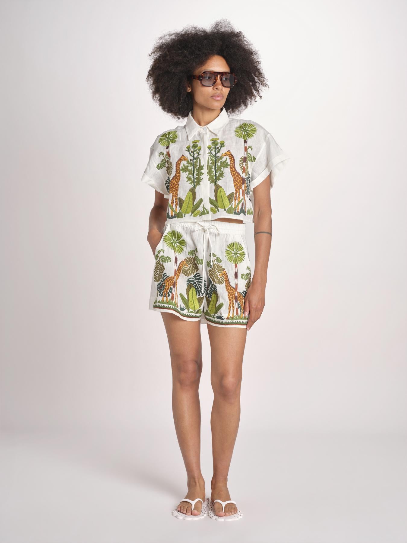 short con giraffe BE24865 WHITE MULTI benaras soleil 