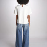 t-shirt in lino ricamata BACINO 2615941082600 001 ECRU weekend maxmara 