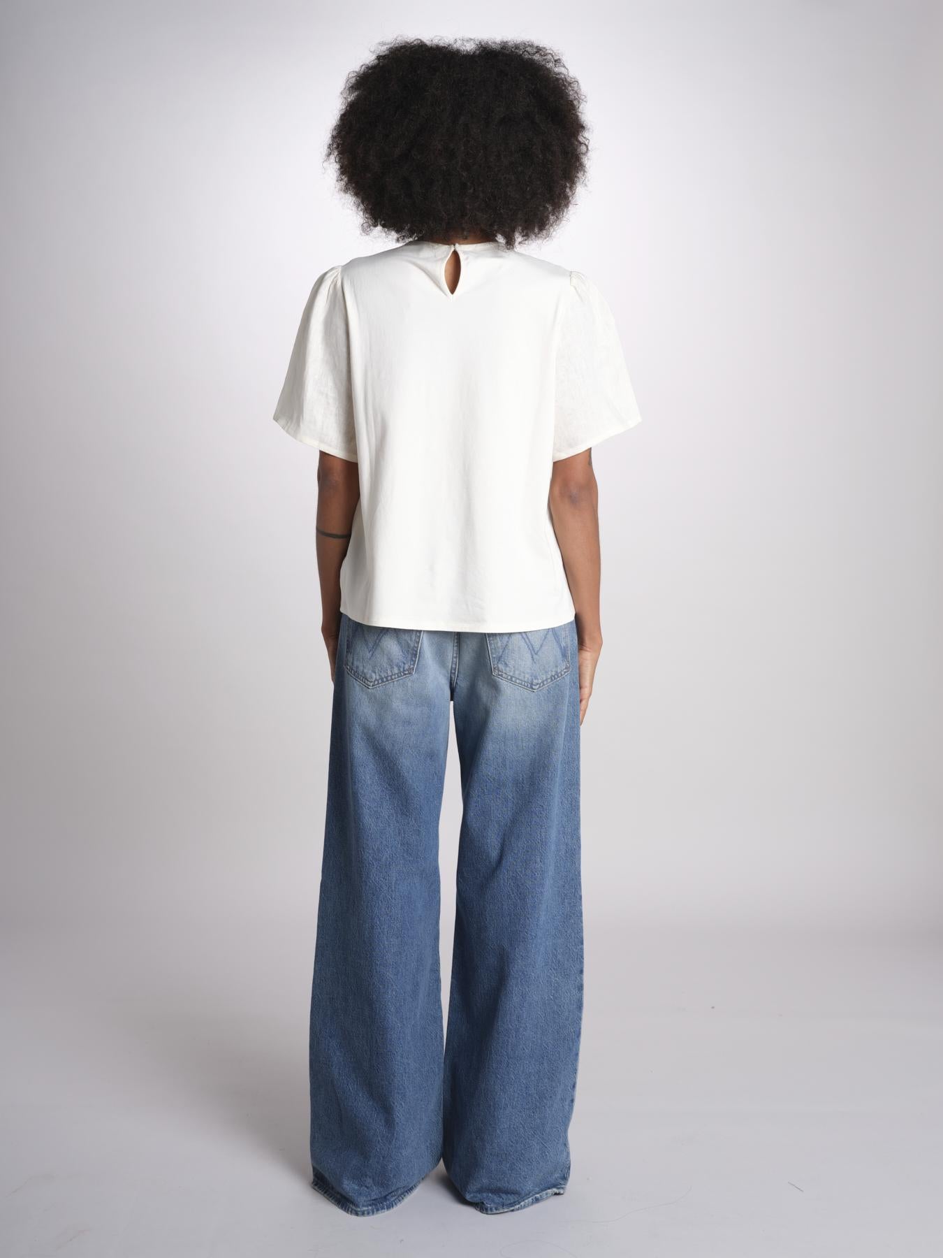 t-shirt in lino ricamata BACINO 2615941082600 001 ECRU weekend maxmara 