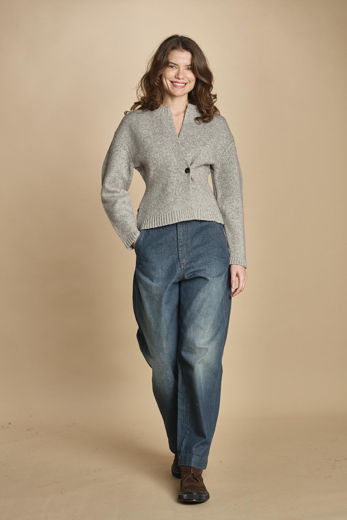 cardigan 1 bottone. CAR0335 GRI3325W soeur 