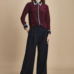 camicia con collo e polsi a contrasto CR_3069T BURGUNDY bodice 
