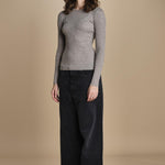 maglia girocollo a costine CAMB KNIT BLOUSE LIGHT TAUBE herskind 