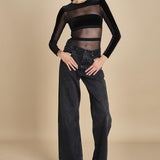 body  in velluto e tulle a righe GO FOR IT BLACK undress code 